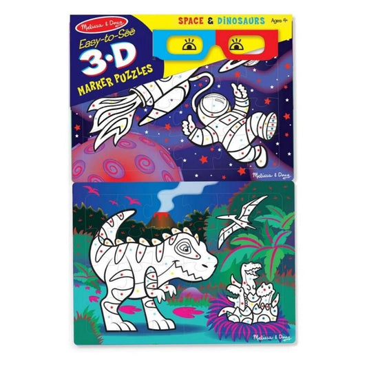 Melissa & Doug - Melissa & Doug 3D Colouring Puzzles – Space Dinosaurs - Playful Panda